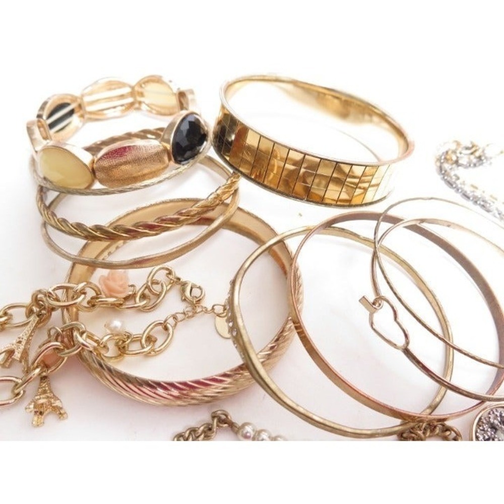 Gold Plated Bangle Bracelet Jewelry Lot - Picture 2 of 8